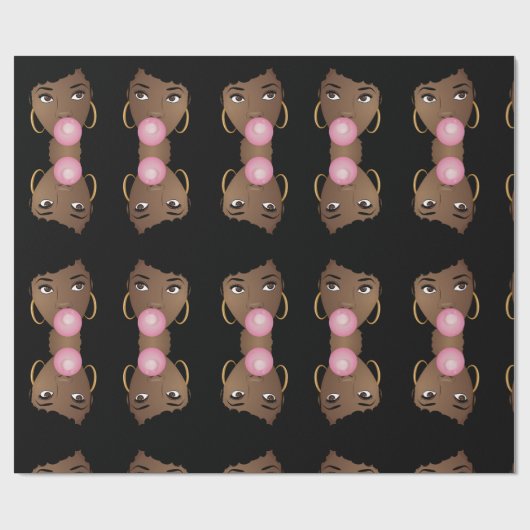 Schwarze Frau, Poppingrosa Bubblegum Geschenkpapier (Flach)