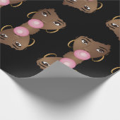 Schwarze Frau, Poppingrosa Bubblegum Geschenkpapier (Ecke)