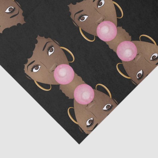 Schwarze Frau, Poppingrosa Bubblegum Seidenpapier (Detail)