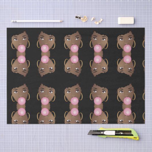 Schwarze Frau, Poppingrosa Bubblegum Seidenpapier (Handwerk)