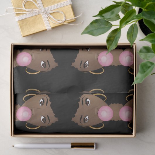 Schwarze Frau, Poppingrosa Bubblegum Seidenpapier (Geschenk)