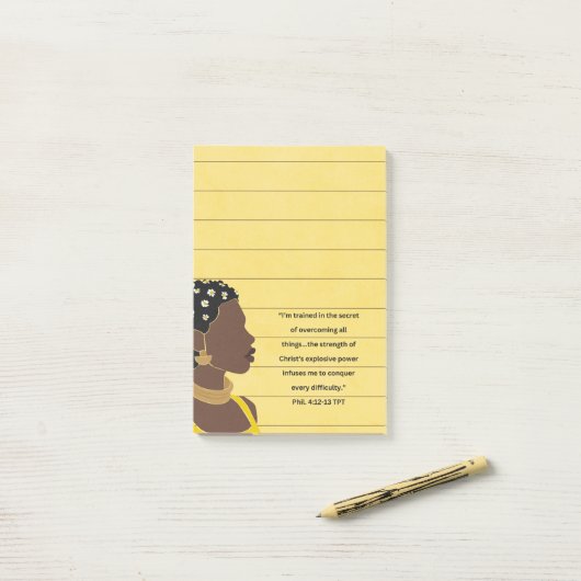 Schwarze Frau Portrait Christliche Schrift Linken Post-it Klebezettel (Auf Schreibtisch)