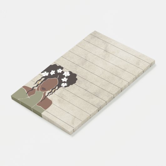 Schwarze Frau Portrait Lined Sticky Post-it Klebezettel (angewinkelt)