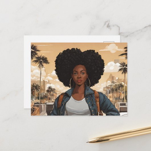 Schwarze Frau Postkarte (Vorderseite/Rückseite Beispiel)