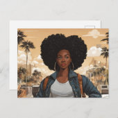 Schwarze Frau Postkarte (Vorne/Hinten)