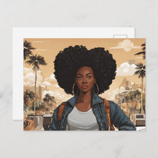 Schwarze Frau Postkarte (Vorne/Hinten)