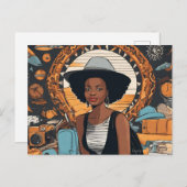 Schwarze Frau Postkarte (Vorne/Hinten)