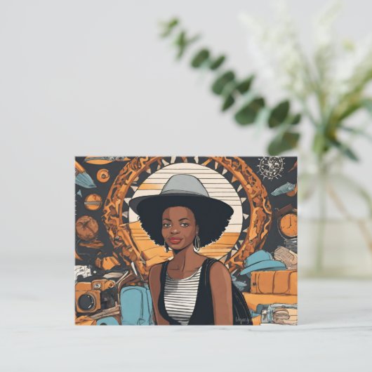 Schwarze Frau Postkarte (Stehend Vorderseite)
