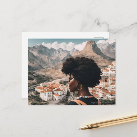 Schwarze Frau Postkarte (Vorderseite/Rückseite Beispiel)