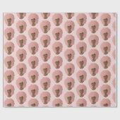 Schwarze Frau, rosa Afro, natürliches Haar, rosa Geschenkpapier (Flach)