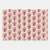 Schwarze Frau, rosa Afro, natürliches Haar, rosa Geschenkpapier Set (Vorderseite)