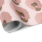 Schwarze Frau, rosa Afro, rosa Bubblegum, rosa Geschenkpapier (Rolleneckpunkt)