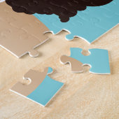 Schwarze Frau, rosa Bubblegum, natürliches Haar, b Puzzle (Seite)