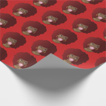 Schwarze Frau, Rotes Afro Naturhaar, Bubblegum, Ro