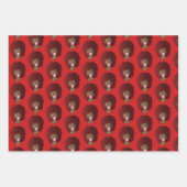 Schwarze Frau, Rotes Afro, natürliches Haar, Rotes Geschenkpapier Set (Vorderseite 3)