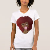 Schwarze Frau, Rotes Afro, Poppingrosa Bubblegum T-Shirt (Vorderseite)