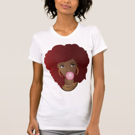 Schwarze Frau, Rotes Afro, Poppingrosa Bubblegum T-Shirt