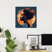 Schwarze Frau Schöne Mondlicht Poster (Heimbüro)