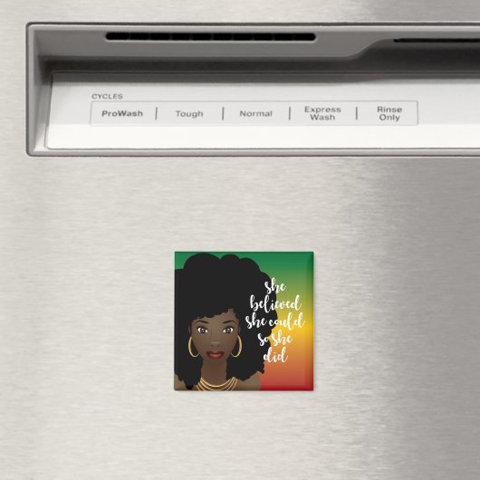 Schwarze Frau, sie glaubte, sie könnte, also tat s Magnet (In Situ (Geschirrspüler))