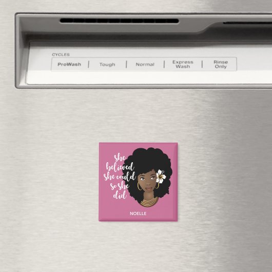 Schwarze Frau, sie glaubte, sie könnte, Blume, ros Magnet (In Situ (Geschirrspüler))