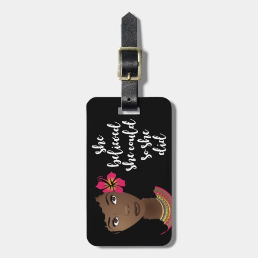 Schwarze Frau, sie glaubte, sie könnte das, also t Gepäckanhänger (Vorderseite vertikal)