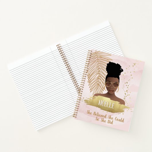 Schwarze Frau, sie glaubte, sie könnte, rosa und g Notizblock (Innenseite)