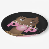 Schwarze Frau, sie ist bereit zum Pop, Bubblegum T Pappteller (Schrägansicht)