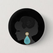 Schwarze Frau Silhouette Dunkler Glamour Button (Vorderseite)