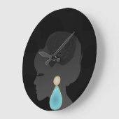 Schwarze Frau Silhouette Dunkler Glamour Große Wanduhr (Winkel)