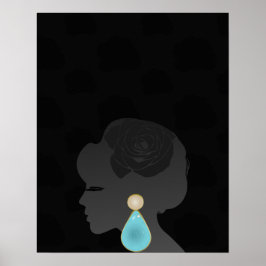 Schwarze Frau Silhouette Dunkler Glamour Poster