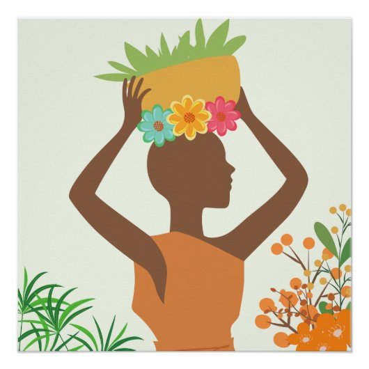 Schwarze Frau Silhouette Poster (Vorderseite)