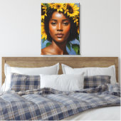 Schwarze Frau Sonnenblume Leinwanddruck (Insitu (Schlafzimmer))