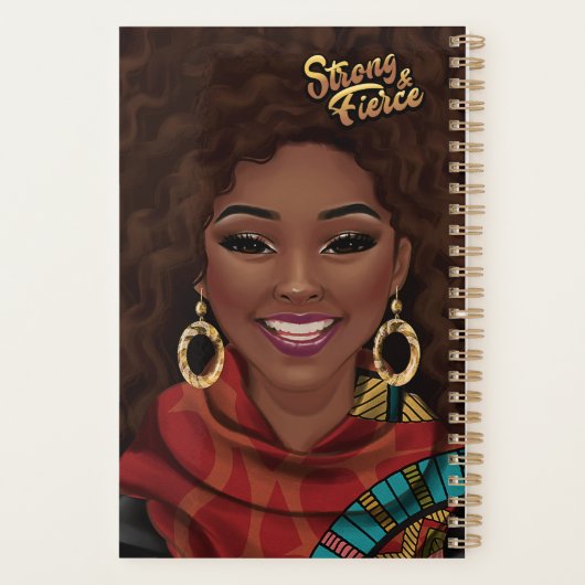 Schwarze Frau stark und scharf Personalisiert Planer (Rückseite)