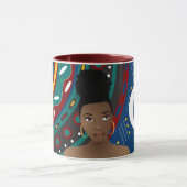 Schwarze Frau, Tribal Inspiriert Muster Monogramm Tasse (Zentrum)