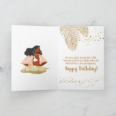 Schwarze Frau, tropisches Gold Leaf, Geburtstag Karte (Innenseite)