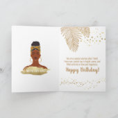 Schwarze Frau, tropisches Gold Leaf, Geburtstag Karte (Innenseite)