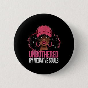 Schwarze Frau unbedacht Afrikanische Afro Queen Button