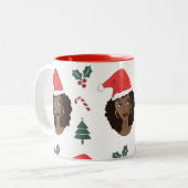 Schwarze Frau, Weihnachts-Weihnachtsmannmütze, Can Zweifarbige Tasse (Vorderseite Links)