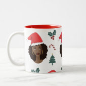 Schwarze Frau, Weihnachts-Weihnachtsmannmütze, Can Zweifarbige Tasse (Links)