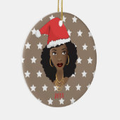 Schwarze Frau, Weihnachtsmannmütze, Muster der wei Keramik Ornament (Rechts)