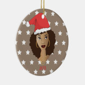 Schwarze Frau, Weihnachtsmannmütze, Muster der wei Keramik Ornament (Rechts)