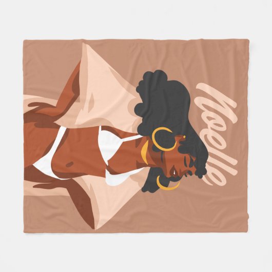Schwarze Frau, weißes Bikini, Beach Ready Fleecedecke (Vorderseite (Horizontal))