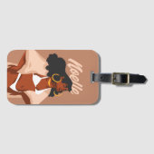 Schwarze Frau, weißes Bikini, Beach Ready Gepäckanhänger (Vorderseite (Horizontal))