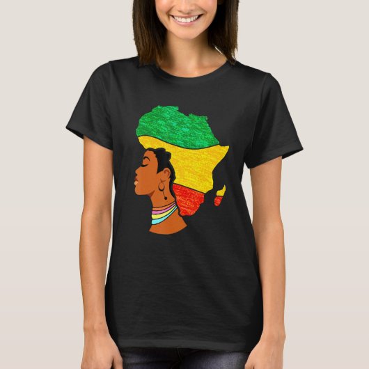 Schwarze Frauen Afrika Karte Afrika Flaggen Melani T-Shirt (Vorderseite)