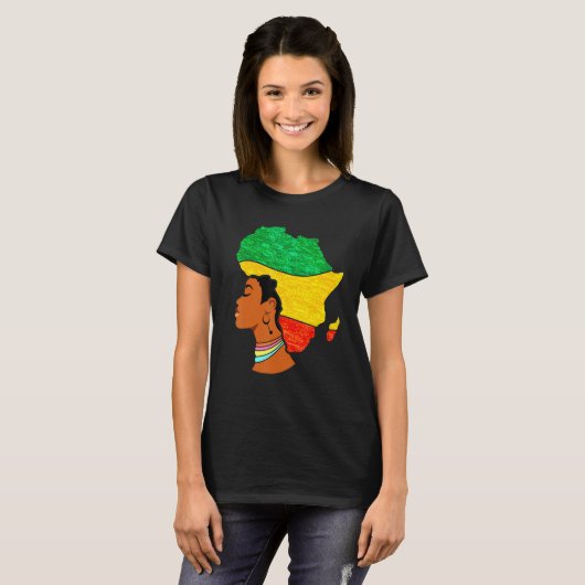 Schwarze Frauen Afrika Karte Afrika Flaggen Melani T-Shirt (Vorne ganz)
