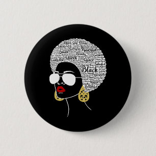 Schwarze Frauen Afro American Black History Month  Button