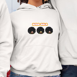Schwarze Frauen, Afro Gals, Weiße Hoodie