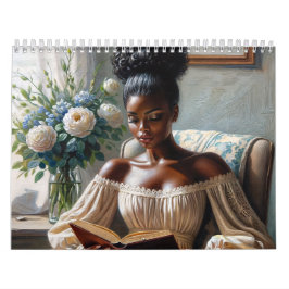 Schwarze Frauen beim Lesen von Büchern Kunst Kalender
