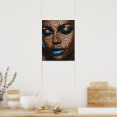 Schwarze Frauen Blue Copper Mosaik Wand Kunst (Küche)