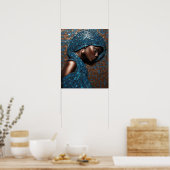 Schwarze Frauen Blue Copper Mosaik Wand Kunst (Küche)
